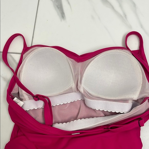 Krista Fuchsia One Piece Swimsuit with Draped Front  V-Neckline Size 8 - Picture 7 of 7